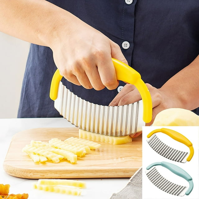 Vacemry 2Pcs Half Round Pizza Cutter, Stainless Steel Rocking Knife for French Fries Potato Cutting, Multi-Functional Hand Pressure Kitchen Tool, Home Restaurant Kitchen Gadget, Pizza Slicer and