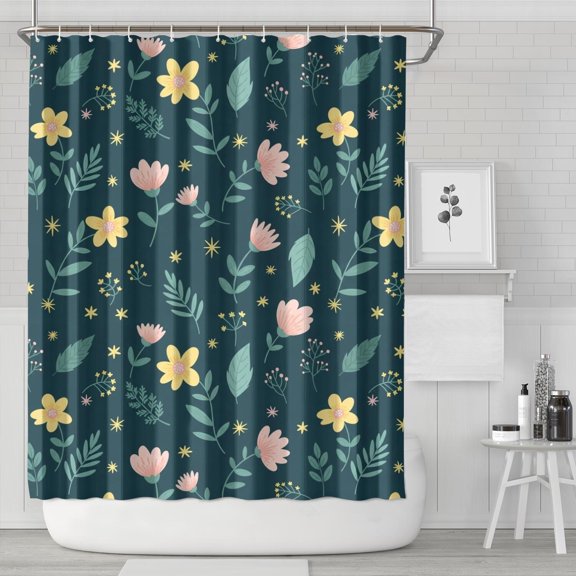 Pioneer Flower Floral Print Pattern Shower Curtain 84”x72", Bathroom Decorative Shower Curtain Set with 12 Hooks, Waterproof Washable