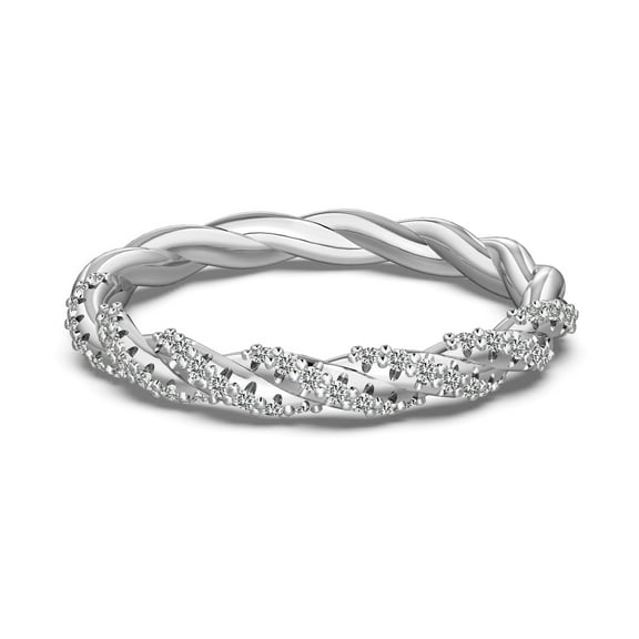 Flydeer 925 Sterling Silver 5A Zirconia 18K Plated Infinity Twisted Stackable Wedding Ring Eternity Band for Women Her Silver Size 7