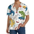 thumbnail image 3 of KLL Dinosaur Listening to Music Print Men's Shirt Short Sleeve Button Down Summer Cuba Beach Shirts- Medium, 3 of 7