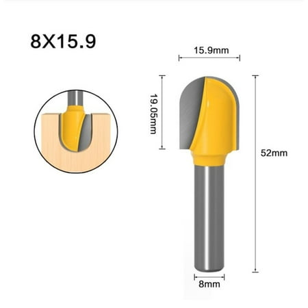 

Long Blade Round Nose Wood Router Bit Long Reach Core Box Wood Cutter 8Mm Shank