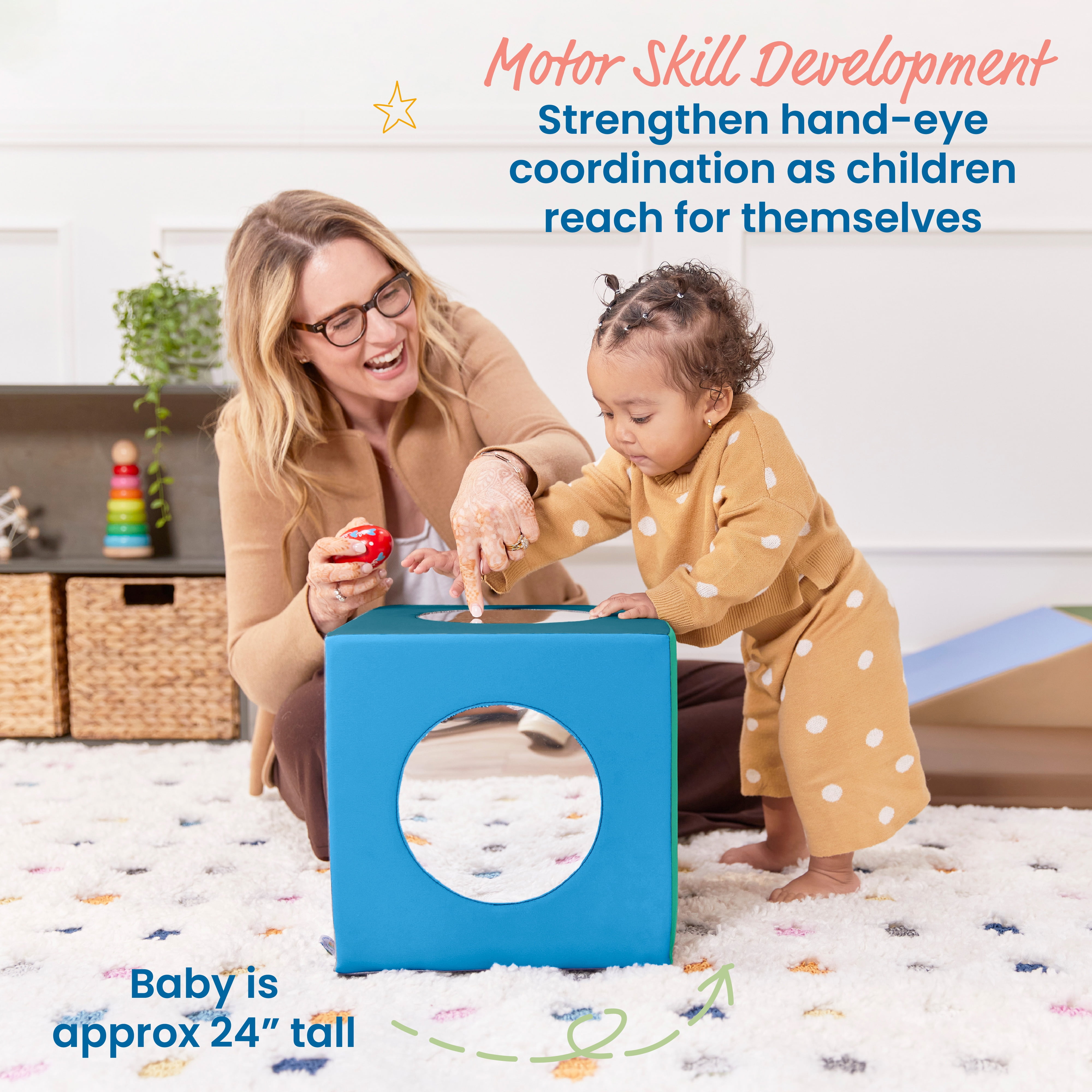 ECR4Kids SoftZone Mirror Activity and Sensory Play Cube, Baby Essentials, Contemporary
