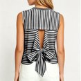 thumbnail image 6 of ClodeEU Women's Striped Crewneck Sleeveless Tank Top with Butterfly Back ,Solid Color Casual Summer Top Black,Women's Plus L, 6 of 6