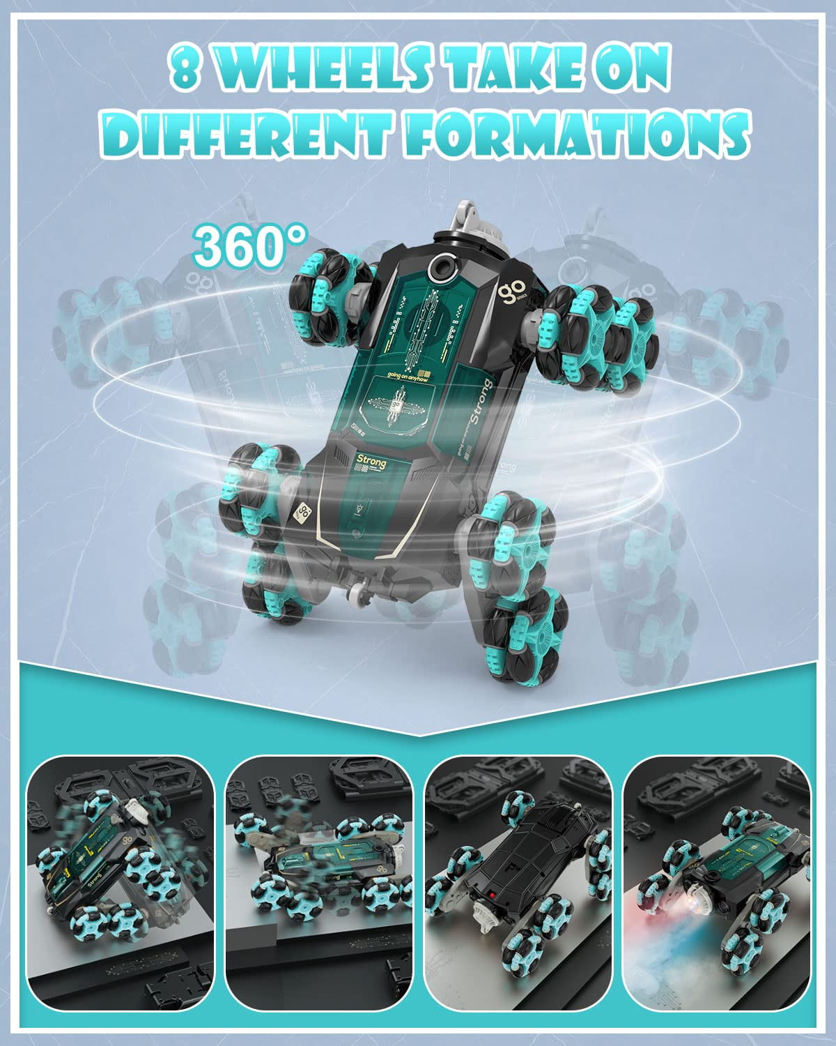 FLYNOVA Gesture Sensing Rc Car Toys for Boy Age 8-13,2.4Ghz 8Wd Remote Control Car,Racing Drift Double-Sided Stunt Car,Christmas Birthday Coolest Gift Black