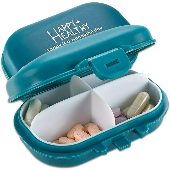 MEDca Daily Pill Organizer with 4 Compartment AM PM Pill Organizer Case Box, Multicolor