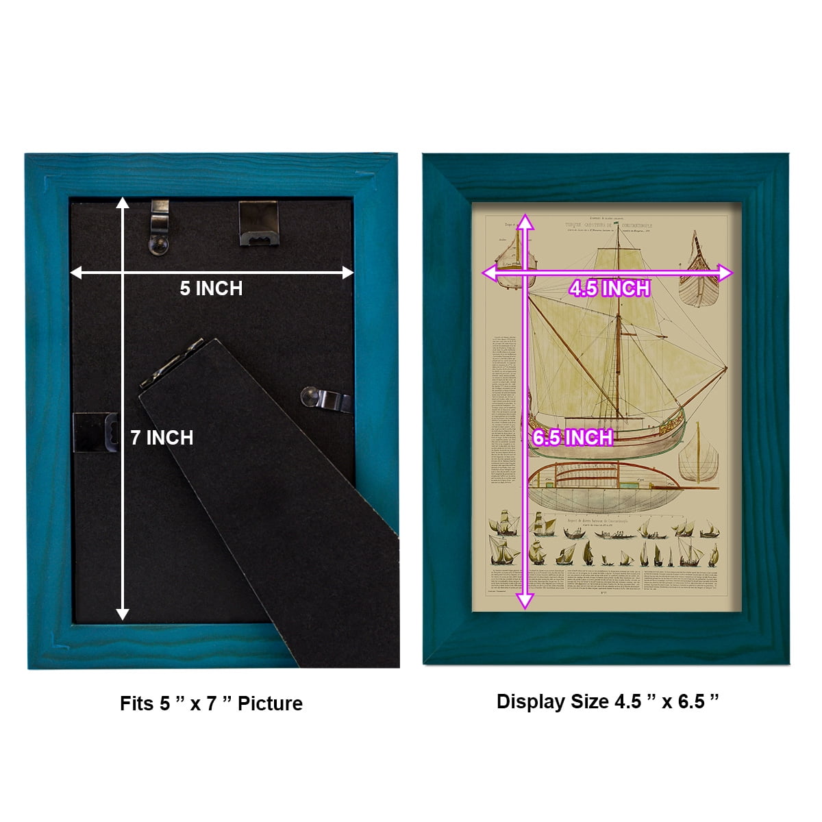 Antique Ship Plan I -Framed Print w/glass-Ocean Blue