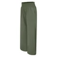 thumbnail image 4 of Lroveb Wide Leg Pants for Women, Womens High Waisted Culottes Palazzo Pants, Solid Color Fashionable Casual Ice Silk Wrinkled Button Split Pants Army Green, 4 of 8