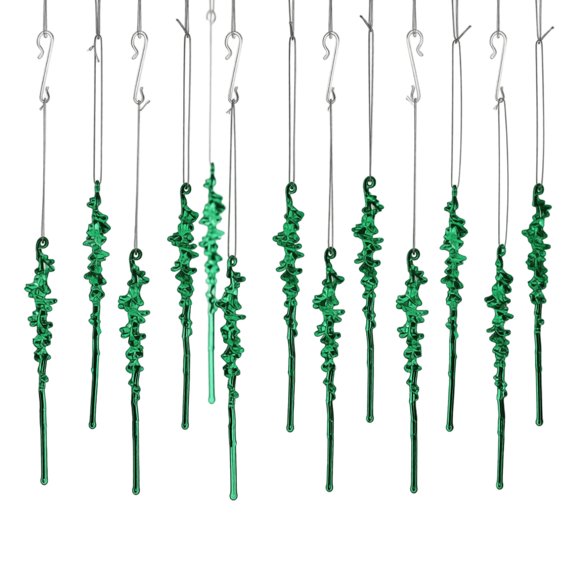 12 Pack, Christmas Tree Ornaments Set Green 6 Inch Acrylic Hanging Icicle Decorations Christmas Decorations for Home Christmas Party Decorations for Holiday Season Gatherings