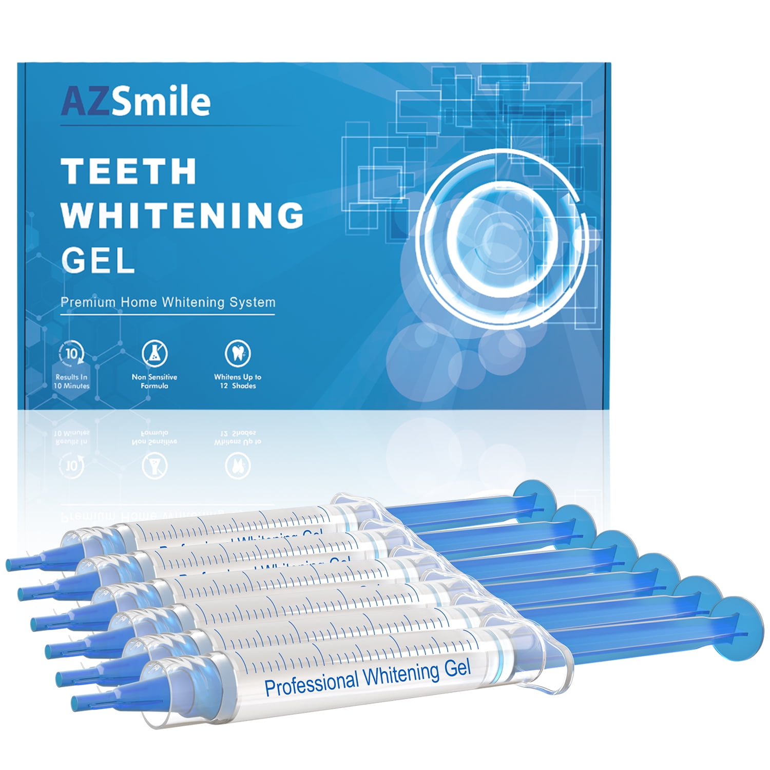 6PC AZSmile Teeth Whitening Gel Refills Peroxide Kit Strong Tooth Whitener Refill Pack, Coffee Tea Smoking Soda Stain Removal, No Light