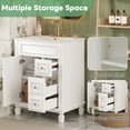 thumbnail image 5 of 24" Elegant French Compact Freestanding Cabinet, Bathroom Storage Unit with Adjustable Shelf, Modern Small Bathroom Vanity with Ceramic Sink for Bathroom, White, 5 of 9