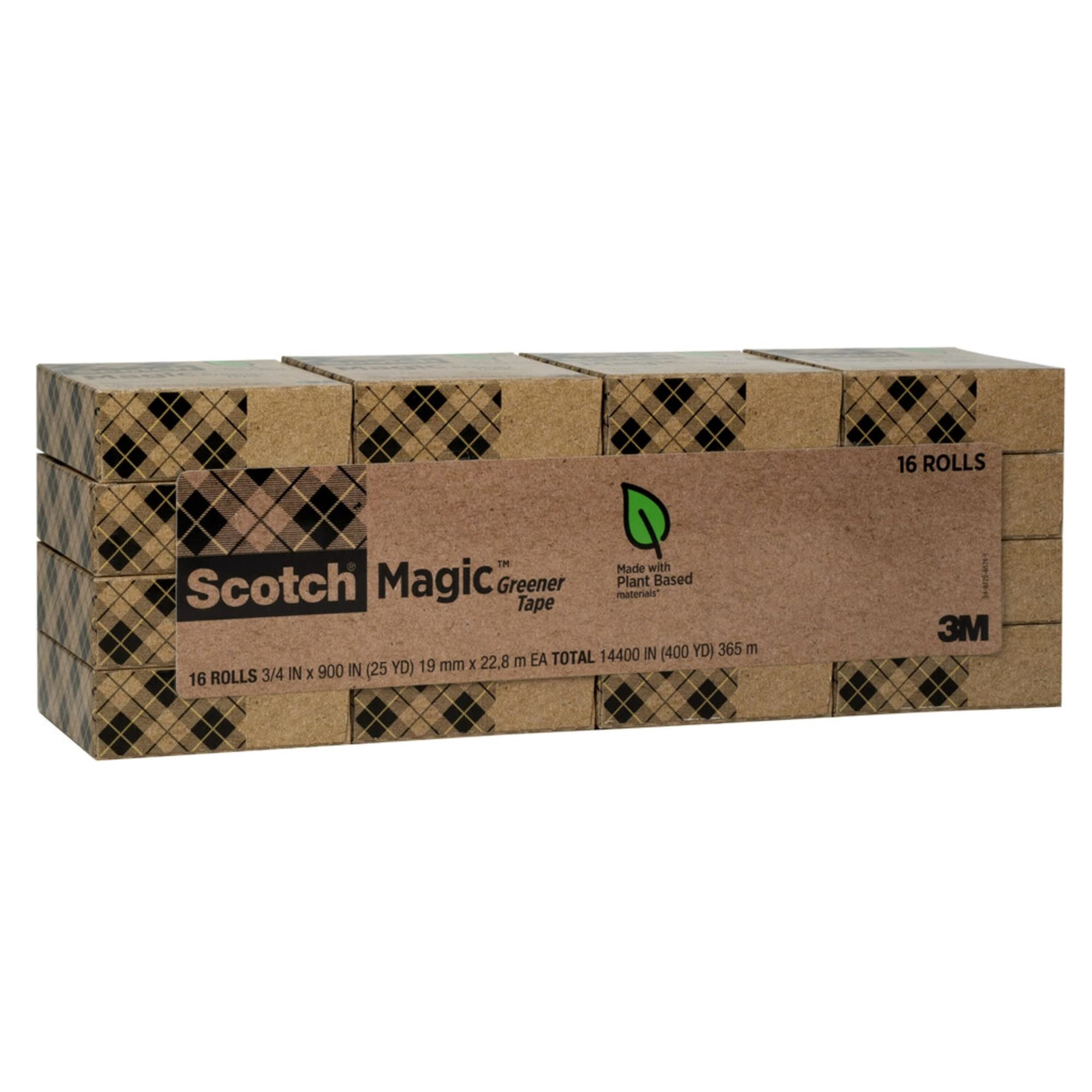Scotch 812-16P 1 in. Core 0.75 in. x 75 ft. Magic Greener Tape - Clear (16-Piece/Pack)