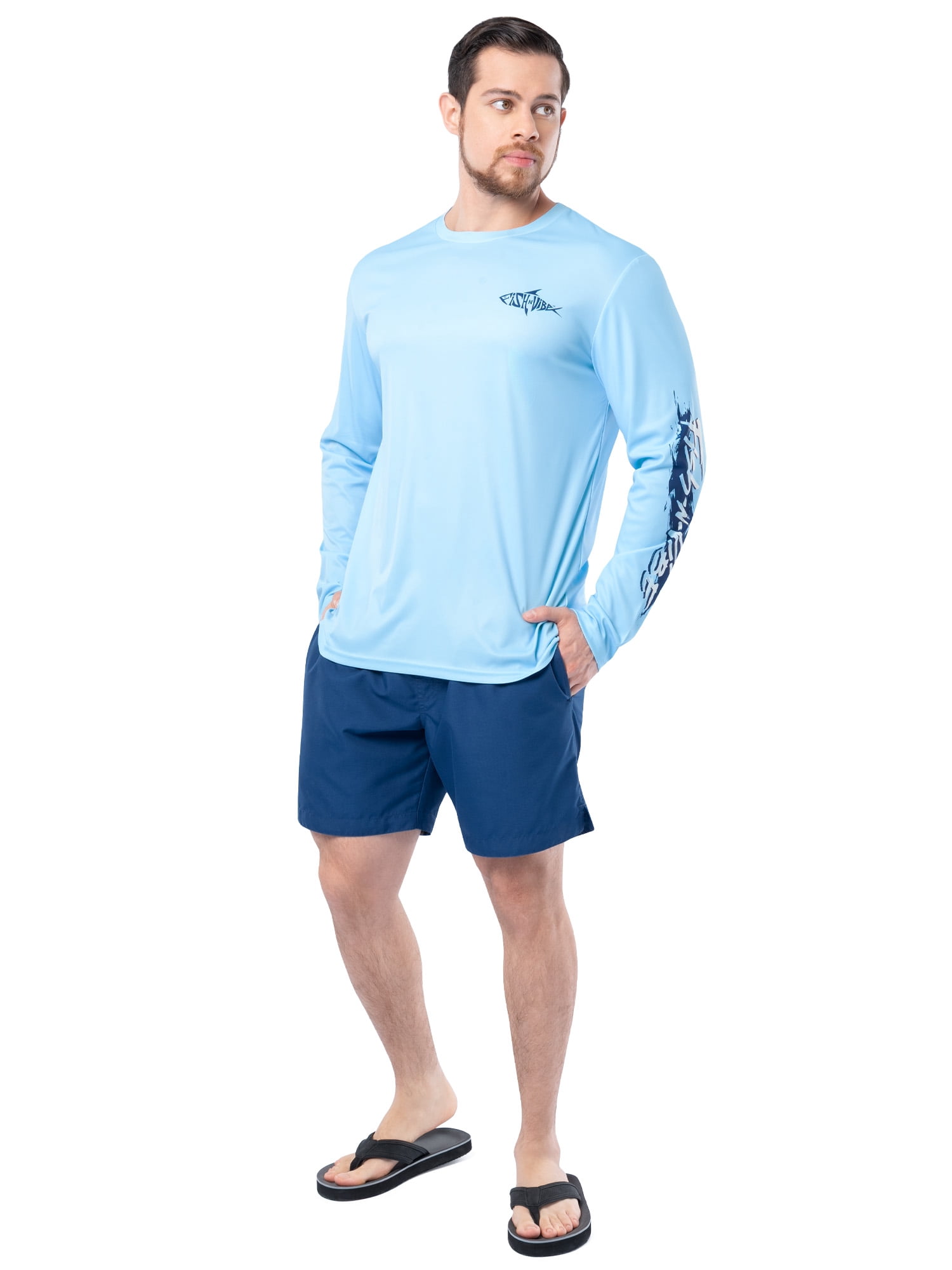 Fish N Vibe Men's Sublimated Long Sleeve Performance Tee, Clear Sky/Fnv Seagulls, XL