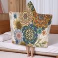 thumbnail image 5 of Vintage Pioneer Flower Collage Hooded Bath Towel，50"x30" for Ages 3 To 12 Kids, Quick Dry Lightweight Soft Microfiber Hood Beach Towel Cover Up for Kids, 5 of 7
