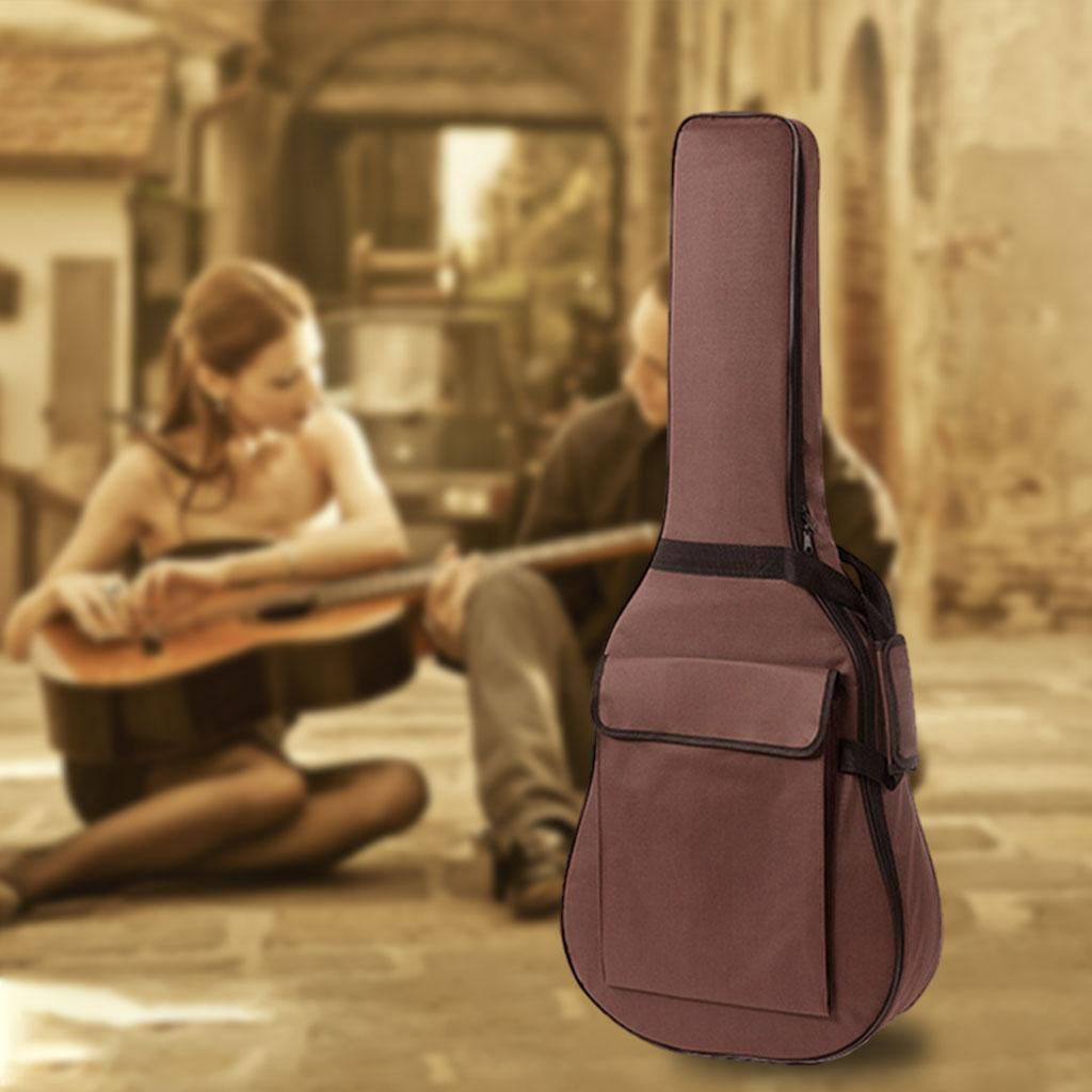 LeeQinersw Waterproof Guitar Case Double Strap Padded Black Guitar Case Backpack Shoulder Strap Classical Guitar Bag 36-38inch Coffee
