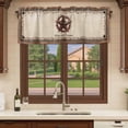 thumbnail image 6 of Western Star Vintage Curtain Valances for Windows, Kitchen Valance Window Treatments Panel 2 Pack, Country Texas Stars Buffalo Plaid Brown Rod Pocket Short Curtains for Bathroom Bedroom 42 x 12 Inch, 6 of 8