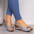 thumbnail image 5 of Womens Wedges Wedge Sandals Lightweight Casual on Low Heels Womens House Shoes Size 8 Ankle Buckle Studded Fashion Sandals for Summer, 5 of 7