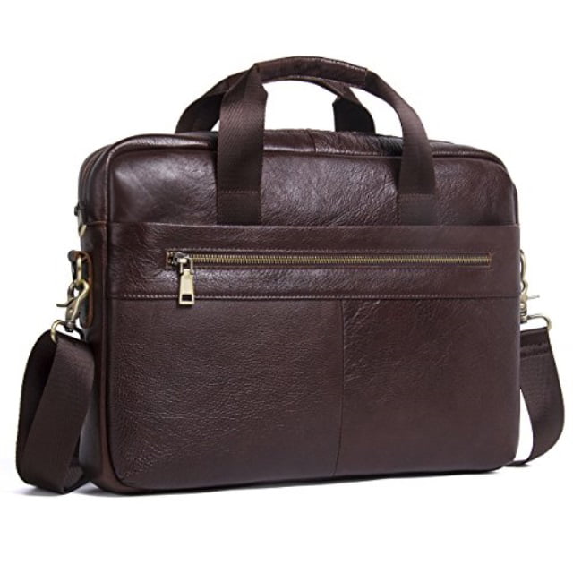 Contacts Genuine Leather Mens Messenger Shoulder Bag 14 Laptop Briefcase Handbag 