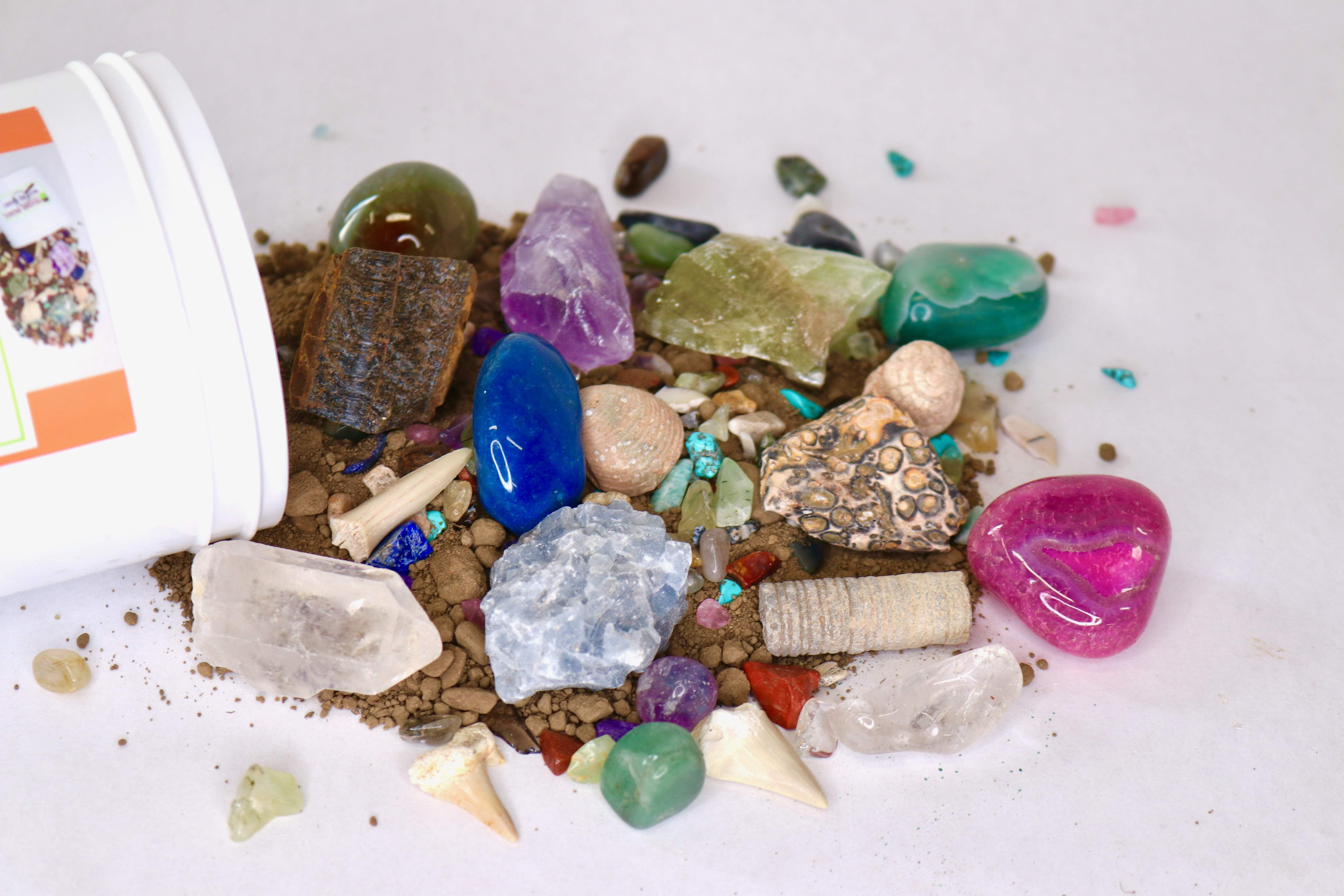 Mystery Bucket - 16 Ounce Jar (Gemstones, Fossils & More)