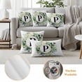 thumbnail image 6 of Letter P Pillow Covers 2 Pack Alphabet Green Eucalyptus Leaves Plant Simple Pillowcase Waterproof Outdoor Throw Pillow Cover for Patio Garden Square Cushion 20”x20”, 6 of 9