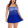 thumbnail image 4 of Women's Plus Size Two Piece Beach Swimwear Sexy Dot Swimming Suit Backless Tankini, 4 of 6