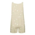 thumbnail image 4 of Abcomgle Kid Rompers for Girls 10-12 Sleeveless Adjustable Strap Short Jumpsuits Kids Summer Polka Dot Cotton Linen with Pockets Overalls for Girls 5-6 Years,Beige, 4 of 5