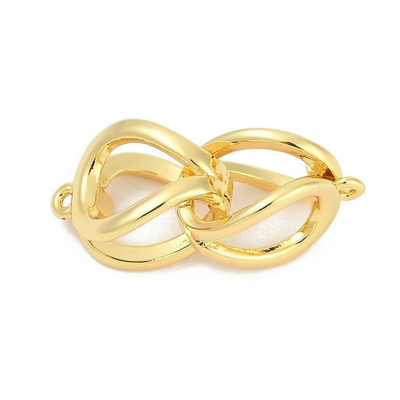 5pc Brass Connector Charms Links Knot Real 18K Gold Plated 9.5x28.5x10.5mm Hole: 1mm