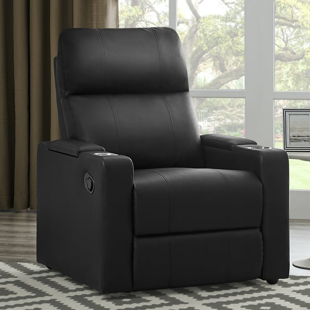 Mainstays Home Theater Recliner with USB charging ports, Faux Leather