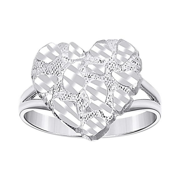 925 Sterling Silver Womens Love Heart Nugget Fashion Ring 13.5x2.5mm Wide Size 7 Statement Ring for Women