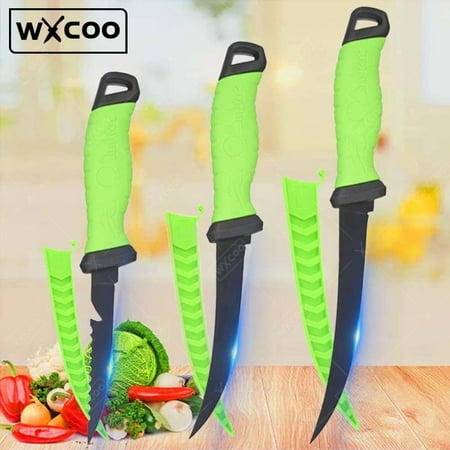 WXCOO Stainless Steel Fillet Boning Knife for Fish Meat Cleaver Professional Butcher Knife Multi-Purpose Kitchen Utility Knife Vegetable Fruit Cutter Fishes Slicing Kitchen Knives for Cooking