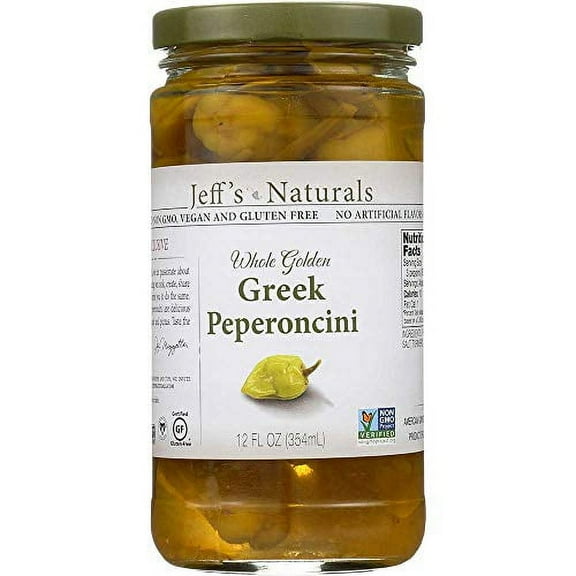 Jeffs Natural Whole Golden Greek Peperoncini, 12 Ounce - 6 per case.