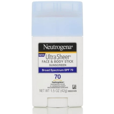 Watermans Face Stick - Neutrogena Ultra Sheer Sunscreen, Face & Body Stick, Broad Spectrum SPF 70, 1.5 oz