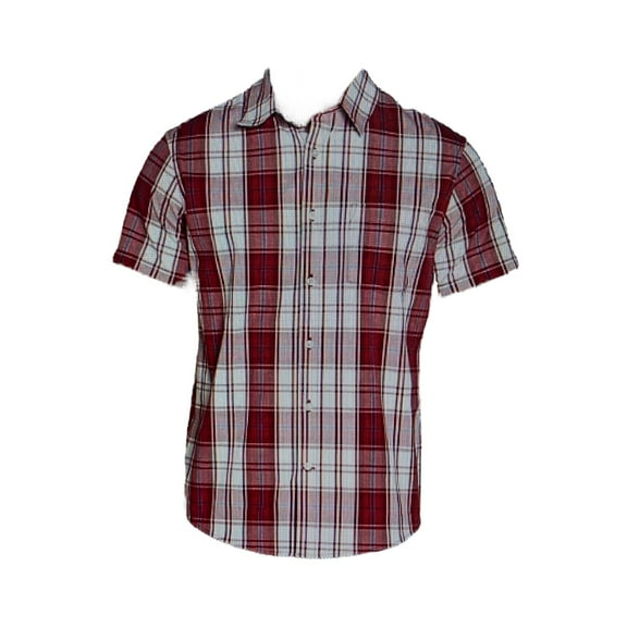 GAP Men's Short Sleeve Button Down Collared Poplin Shirt (Brookside Plaid Scooter, XL)