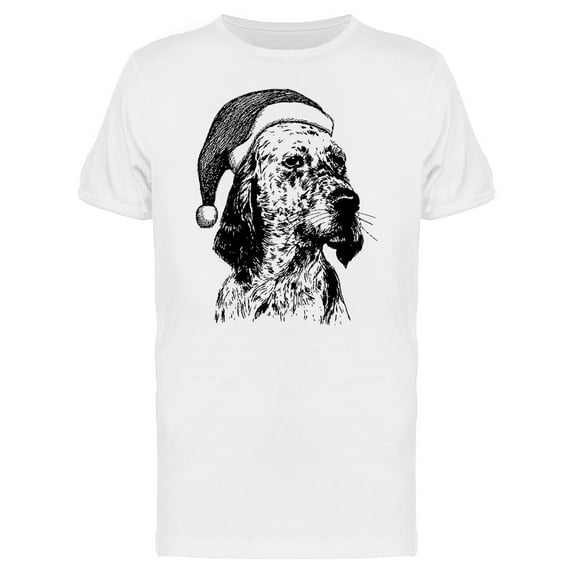 Drawing Of A Dog In Santa Hat Tee Men's -Image by Shutterstock