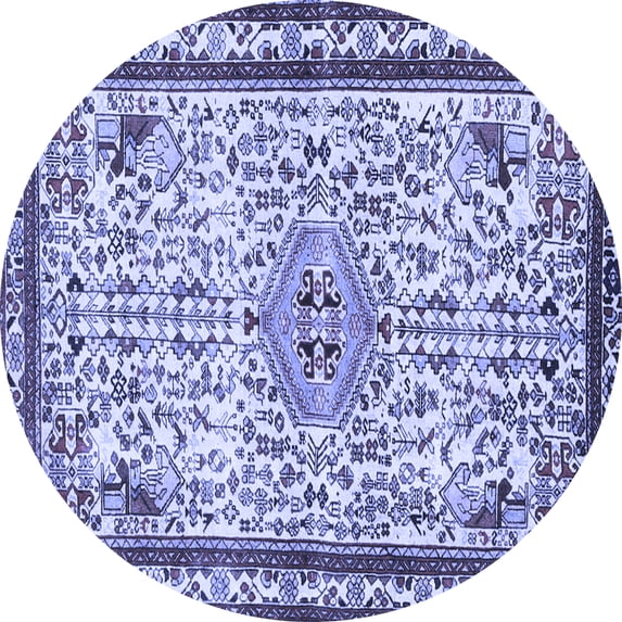 Ahgly Company Machine Washable Indoor Round Persian Blue Traditional Area Rugs, 7' Round