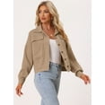 thumbnail image 3 of DARING DIVA Women's Waffle Shacket Pocket Collared Shirt Jackets XS Khaki, 3 of 6