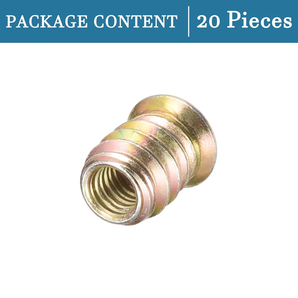 CIRCLE- 20Pcs M6X15Mm Threaded Inserts Nuts Wood Insert Assortment Tool Kit