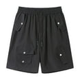 thumbnail image 2 of NJDVHB Man Summer Solid Elastic Waist Loose Breathable Drawstring Pocket SweatShorts,Black,XXXL, 2 of 5