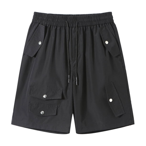 pstuiky Pantalones cortos para hombre, Pantalones cortos de verano para hombre, informales y cómodos, con bolsillo y cintura elástica y cordón ajustable. Pantalones cortos cargo