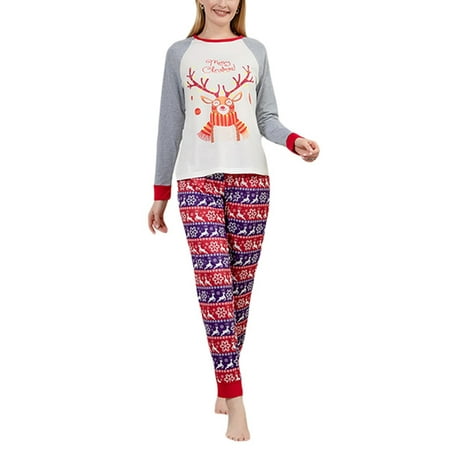

Christmas Family Matching Pajamas Sets Elk Print Long Sleeve Tops and Pants Sleepwear Outfit