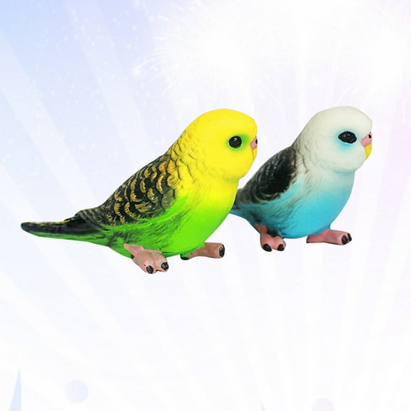 HAMPPLIES 2Pcs Small Parrot Figurine Plastic Bird Model for Kids Toy Decoration in Green and .14X1.26X0.90in