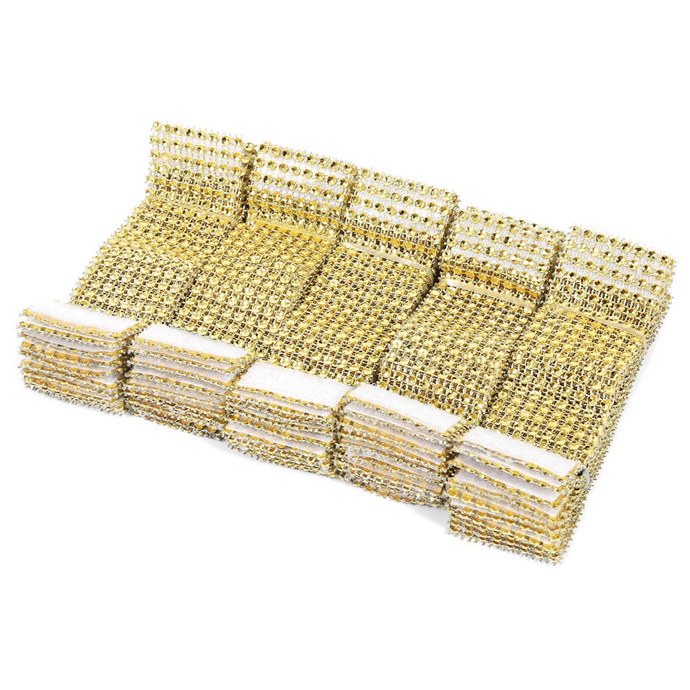 Napkin Rings Gold Pack of 50 Dazzling Diamond Rhinestone Chair Sash Slips 