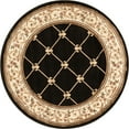 thumbnail image 2 of Well Woven Timeless Fleur De Lis Trellis Floral Border Black 5'3" Round Area Rug, 2 of 5