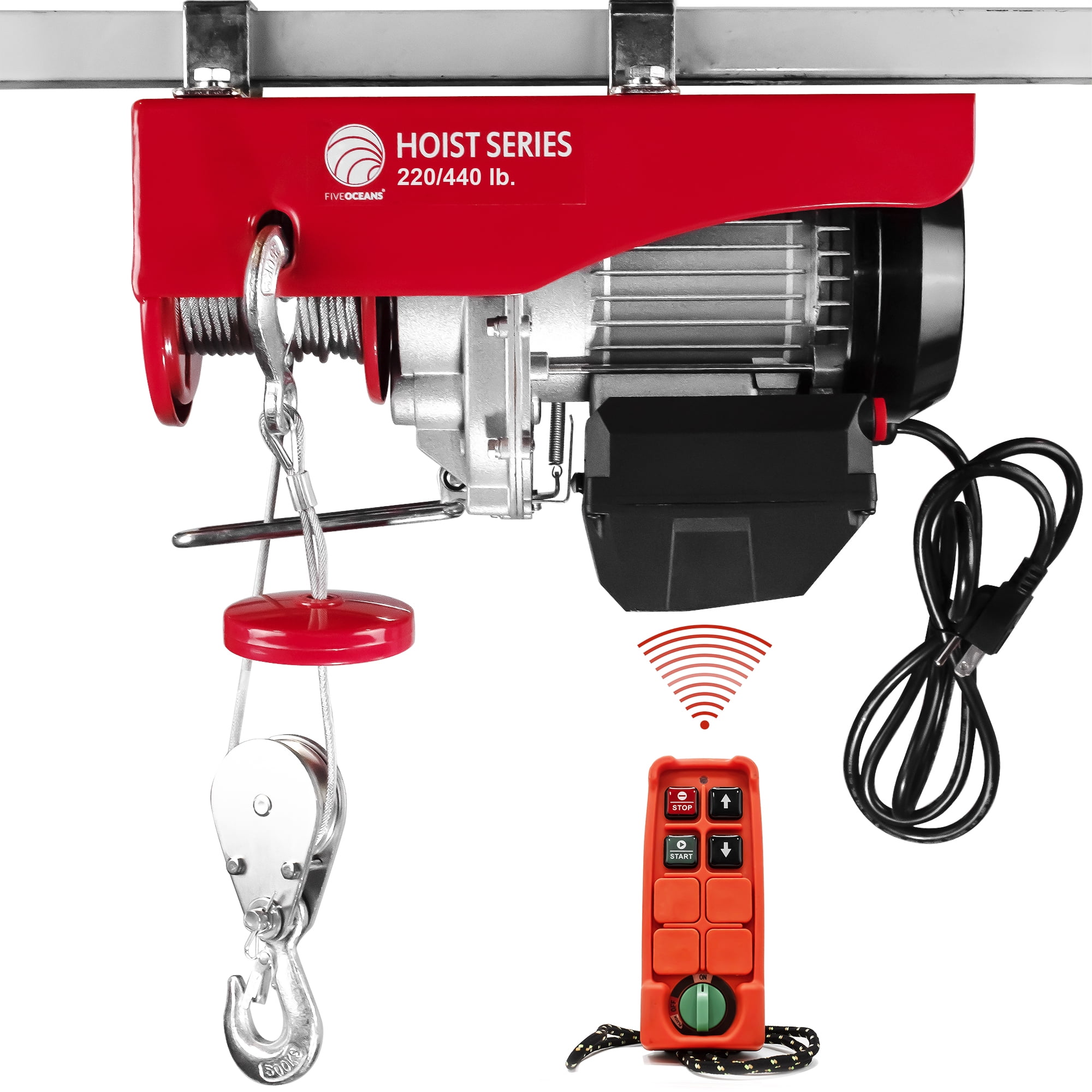 Five Oceans 880 LB. Overhead Electric Hoist Crane with Wireless Remote