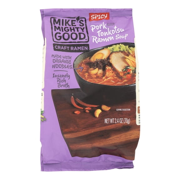MIKES MIGHTY GO - Craft Tonkotsu Ramen Soup - 2.4 Oz, Case of 7