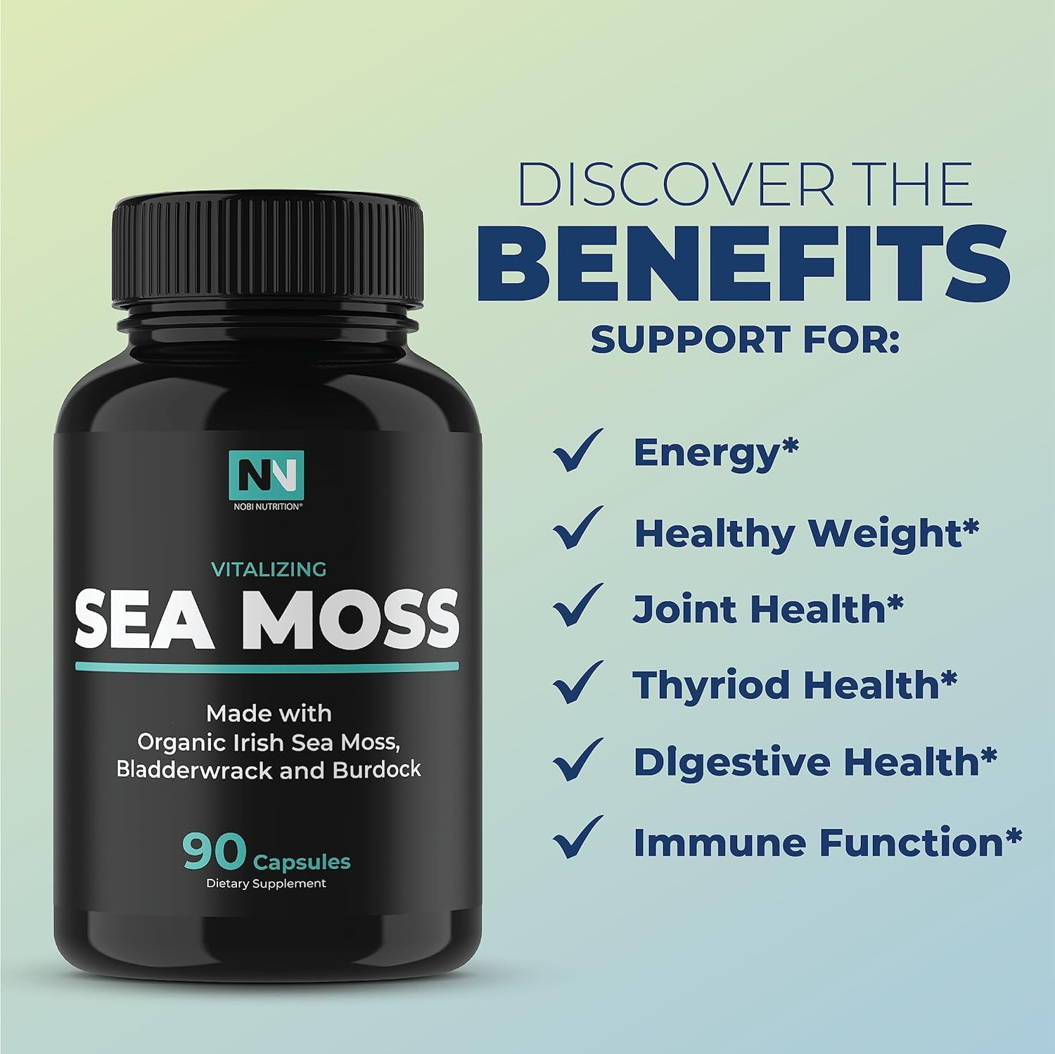 Premium Sea Moss Capsules, Nobi Nutrition, 90ct : Target