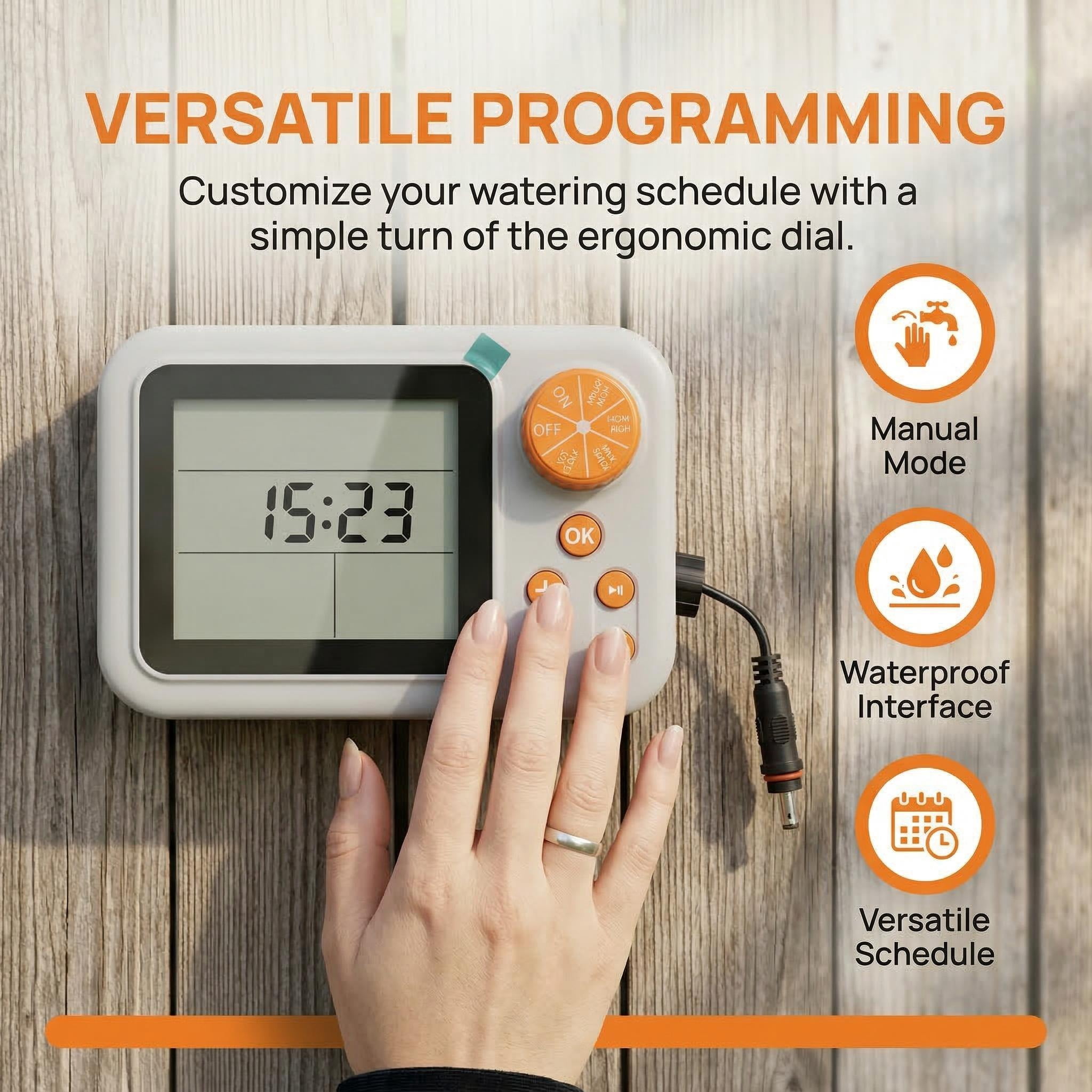 Smart 15-Pot Automatic Watering System — Indoor Automatic Watering Kit with Programmable Timer and Humidity Sensor — Drip Irrigation System for Potted Plants While You're Away