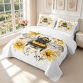 thumbnail image 3 of Erosebridal Cute Bug Bee Quilt King,Kawaii Floral King Coverlet Set,White Black,3 Pieces,1 Bedspread and 2 Pillowcases, 3 of 7