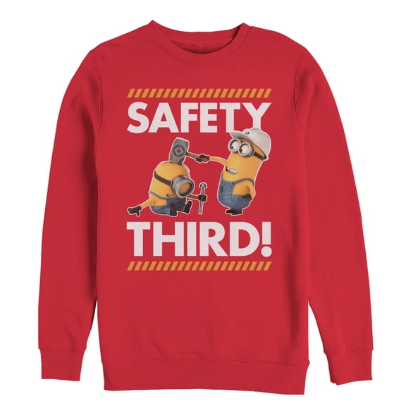 Men's Despicable Me Minions Safety Third  Sweatshirt Red Medium