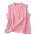 thumbnail image 2 of Harpily Womens Tank Tops Sleeveless Solid Color Decorative Buttons Cotton Linen Daily Office Yoga Workout Casual Shirts, 2 of 5