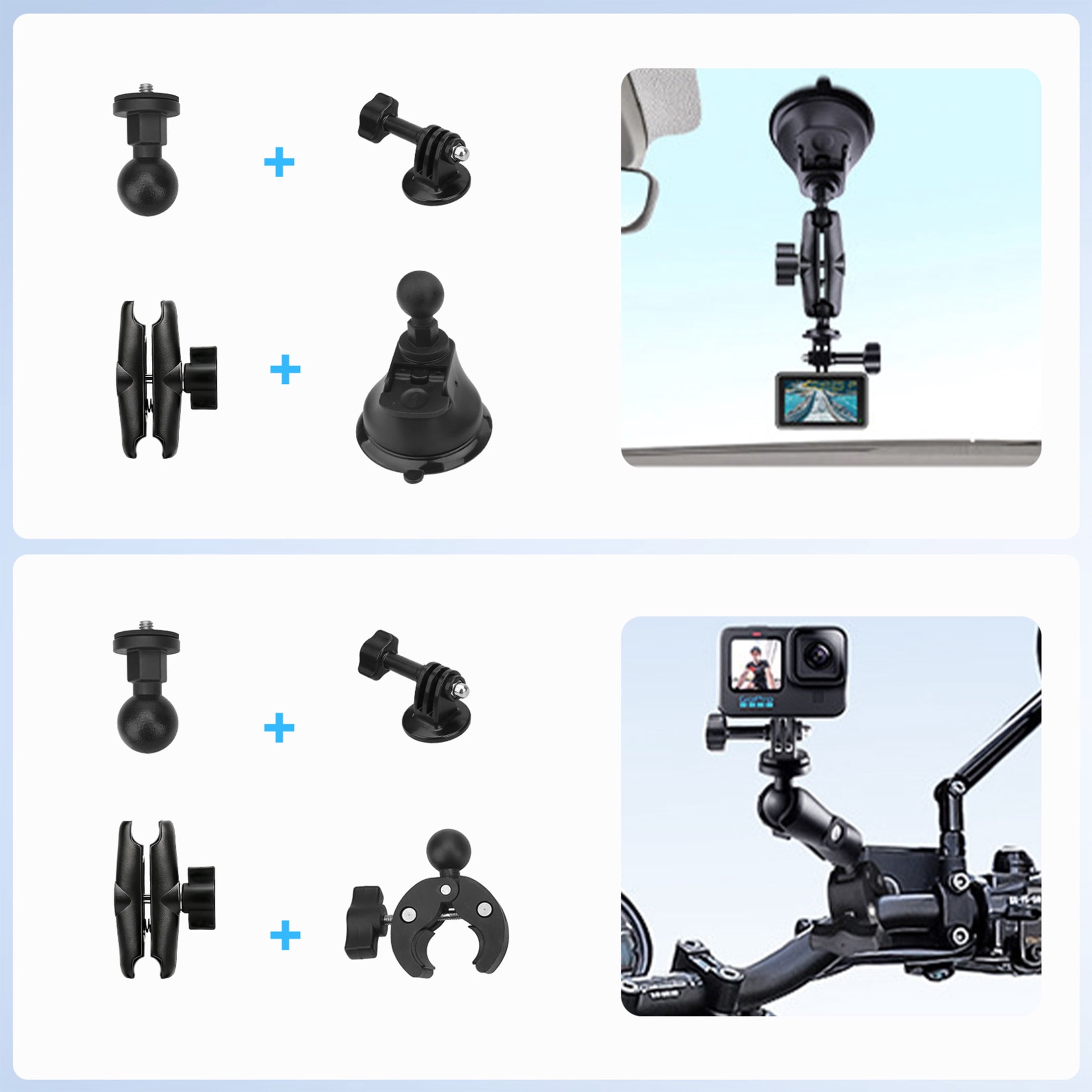 TSV, Car Mount, Triple Suction for Insta360 X5 X4, DJI OSMO 360